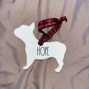Rae Dunn Hope French Bulldog Ceramic Christmas Tree Ornament